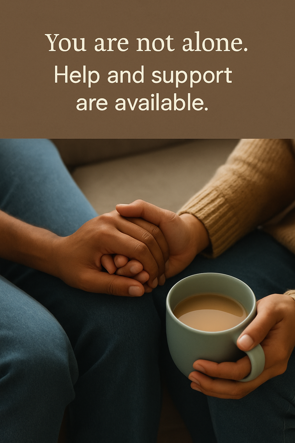 Two hands clasped together in support