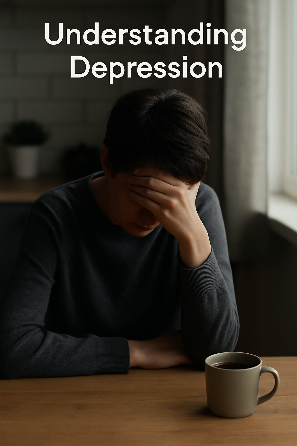 Person at kitchen table with cup of tea, symbolising heaviness
