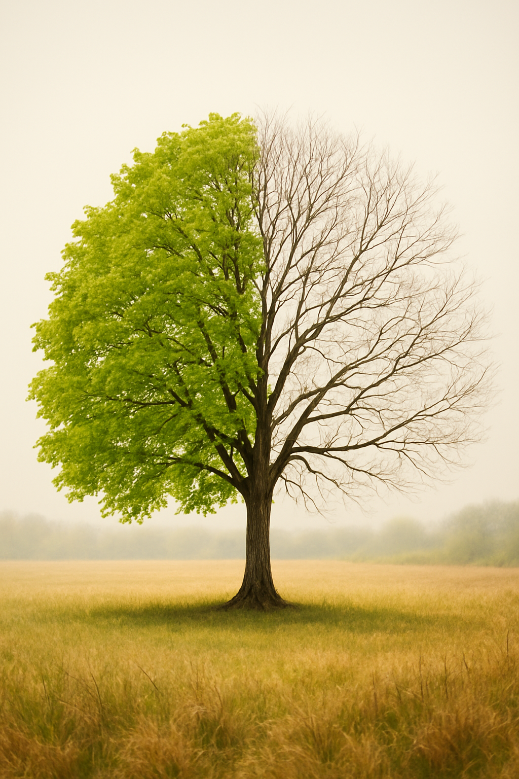 A solitary deciduous tree in soft light — a quiet metaphor for grief and growth
