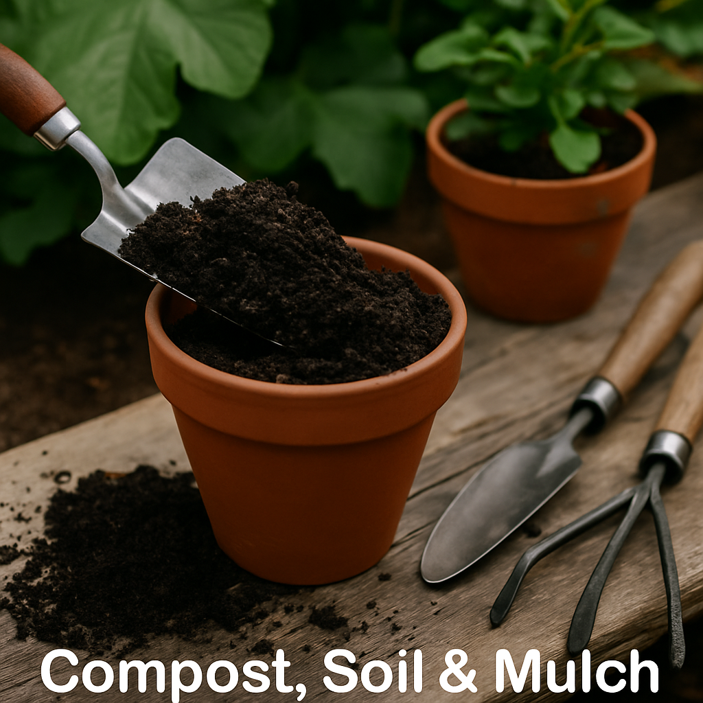 Compost, soil and mulch cover