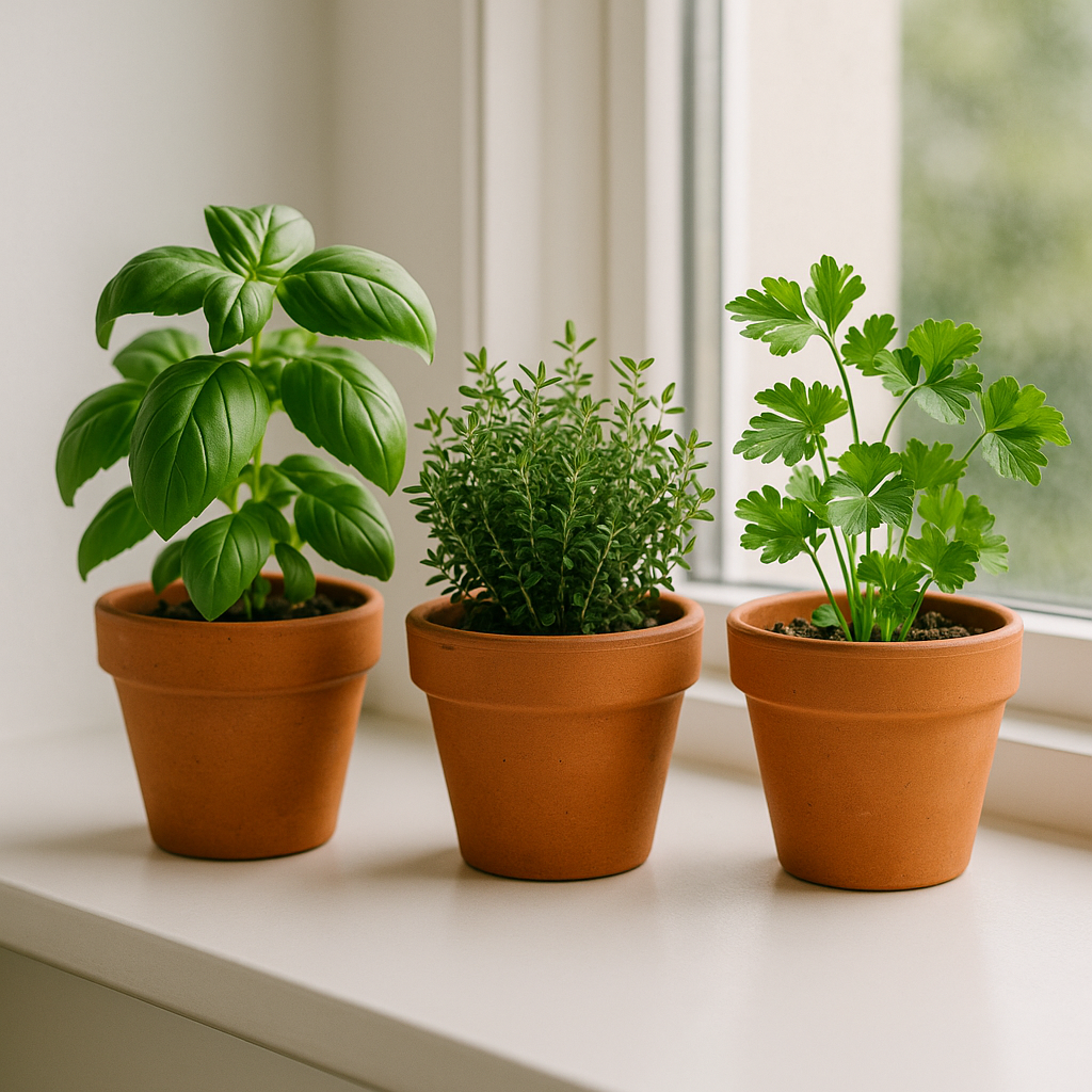 Windowsill herbs cover