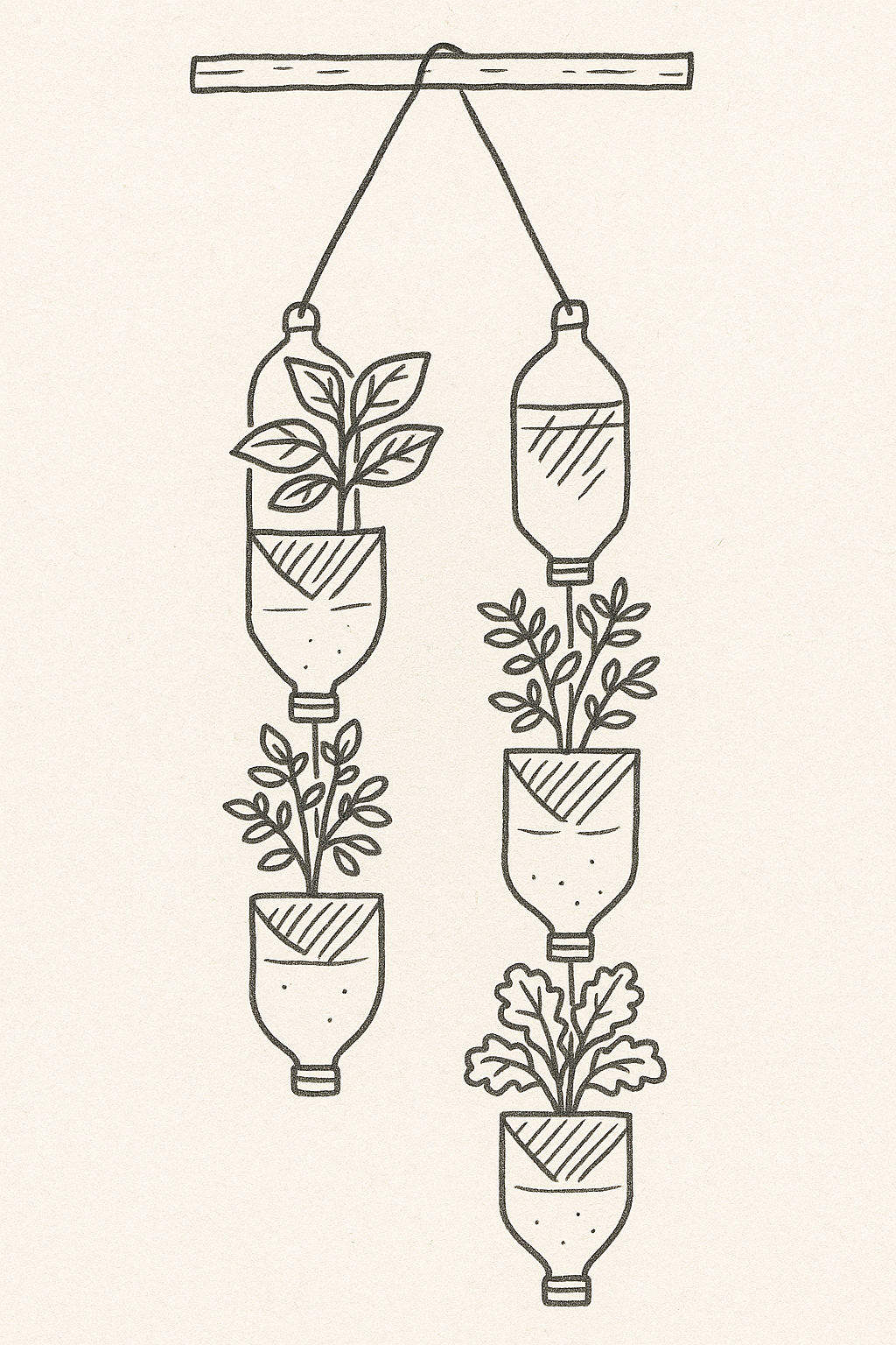 Diagram of a hanging rail herb pocket system