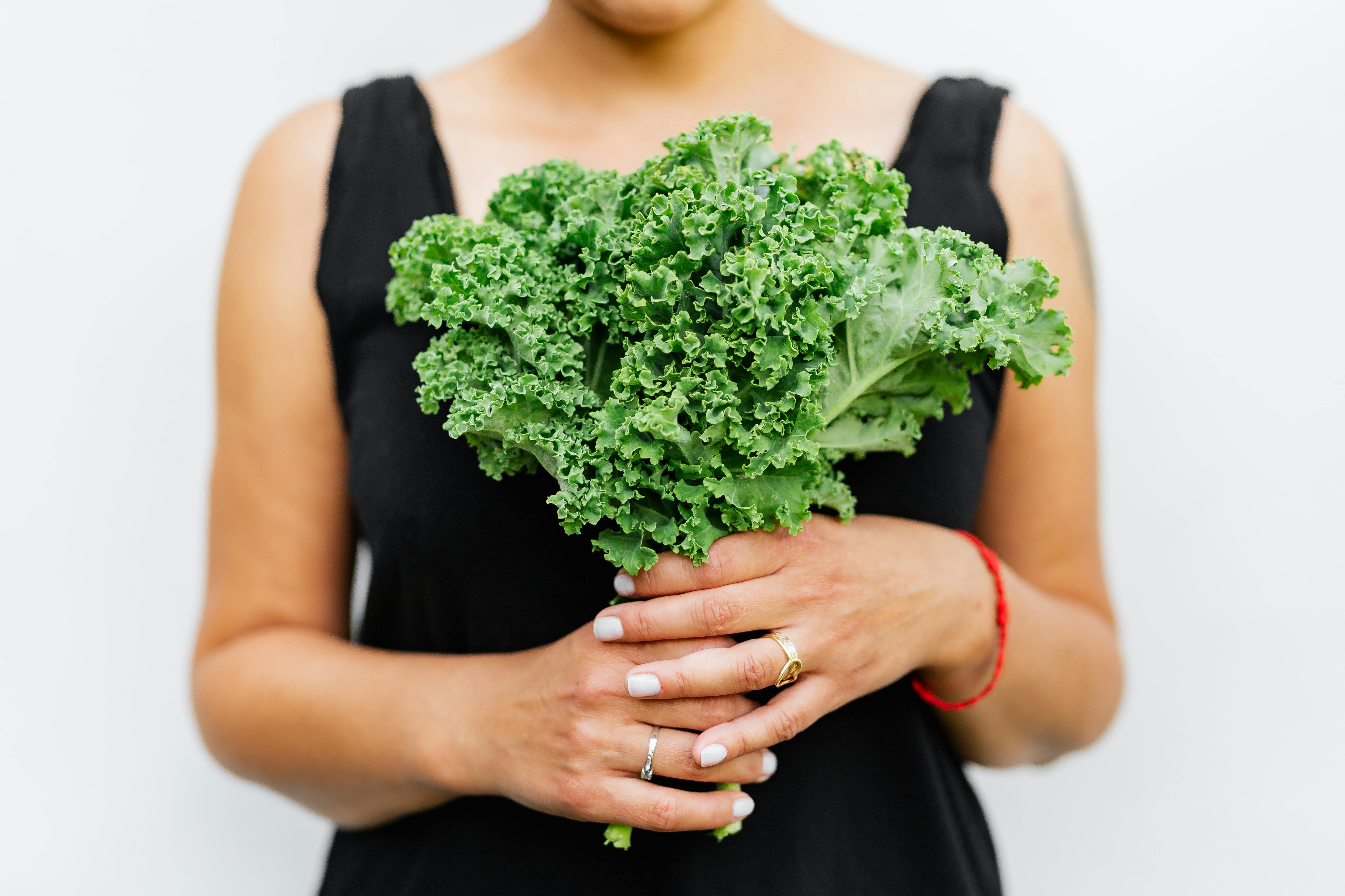 Kale leaves in a pot