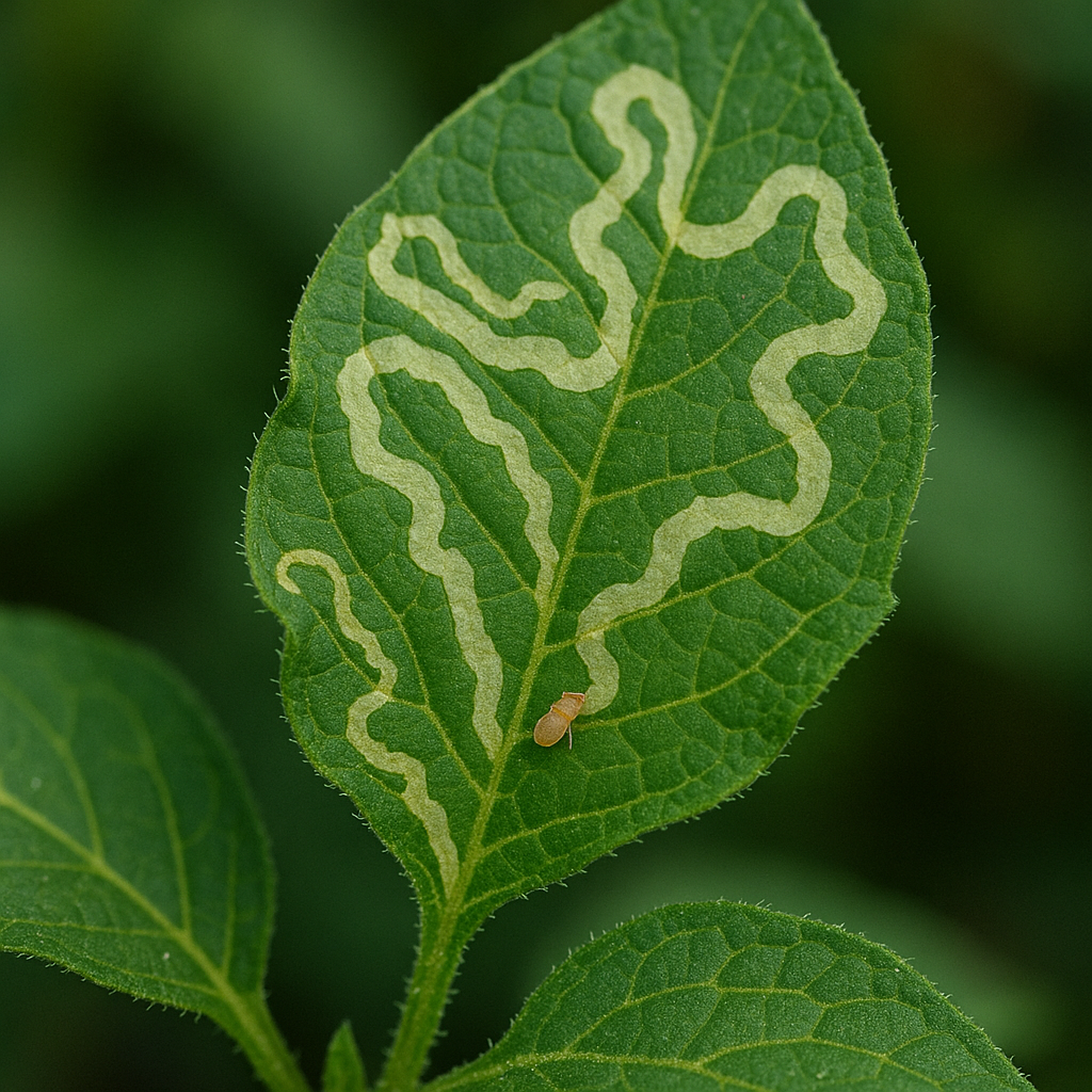 Pale, snaking tunnels in leaves
